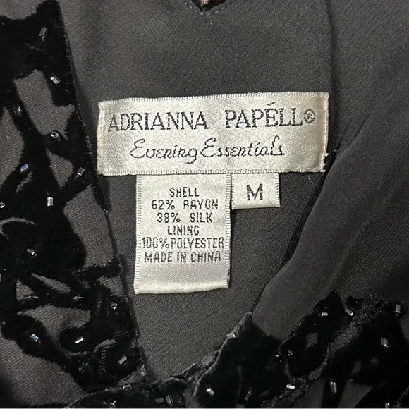 Adrianna Papell Black Beaded Top Whimsy Y2K Goth Witchy - Picture 7 of 11